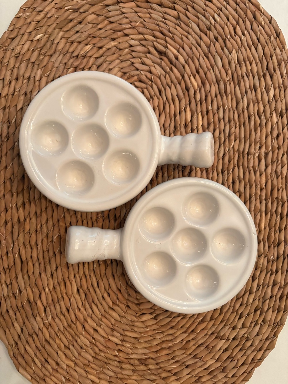 2 French Vintage Escargot Dishes